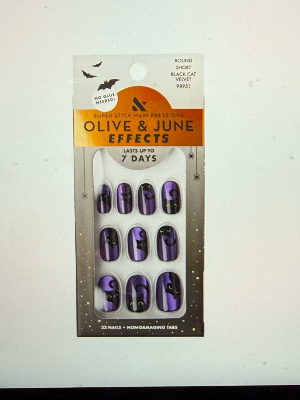 Alice + Olivia Purple and Black Cat Stripe Press-On Nails